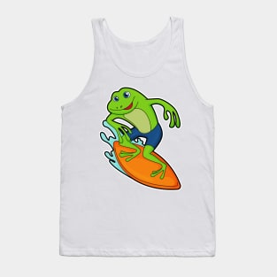 Frog as Surfer with Surfboard Tank Top